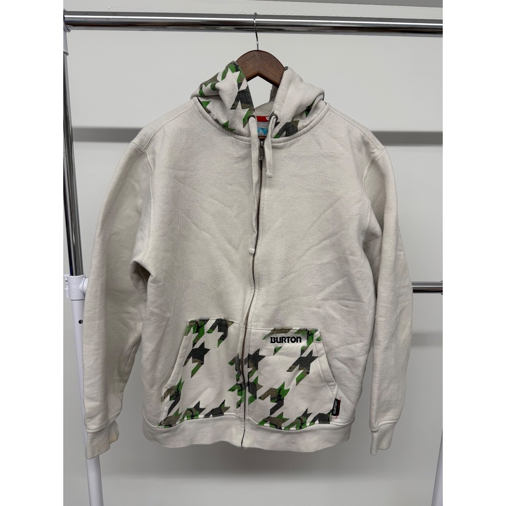 Vintage Burton Full‎ Zip Hoodie White Size Medium